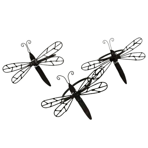 SET OF 3 Dragonfly Black Metal Spring Napkin Holders- (Set of 2 & 1 Extra) - Picture 2 of 2